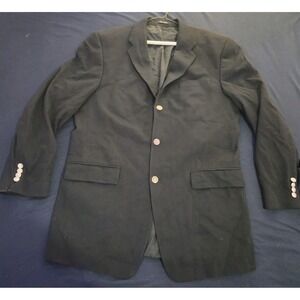 Vintage Calvin Klein Blazer Mens 40L Black 100% Wool Sport Coat Made in Canada